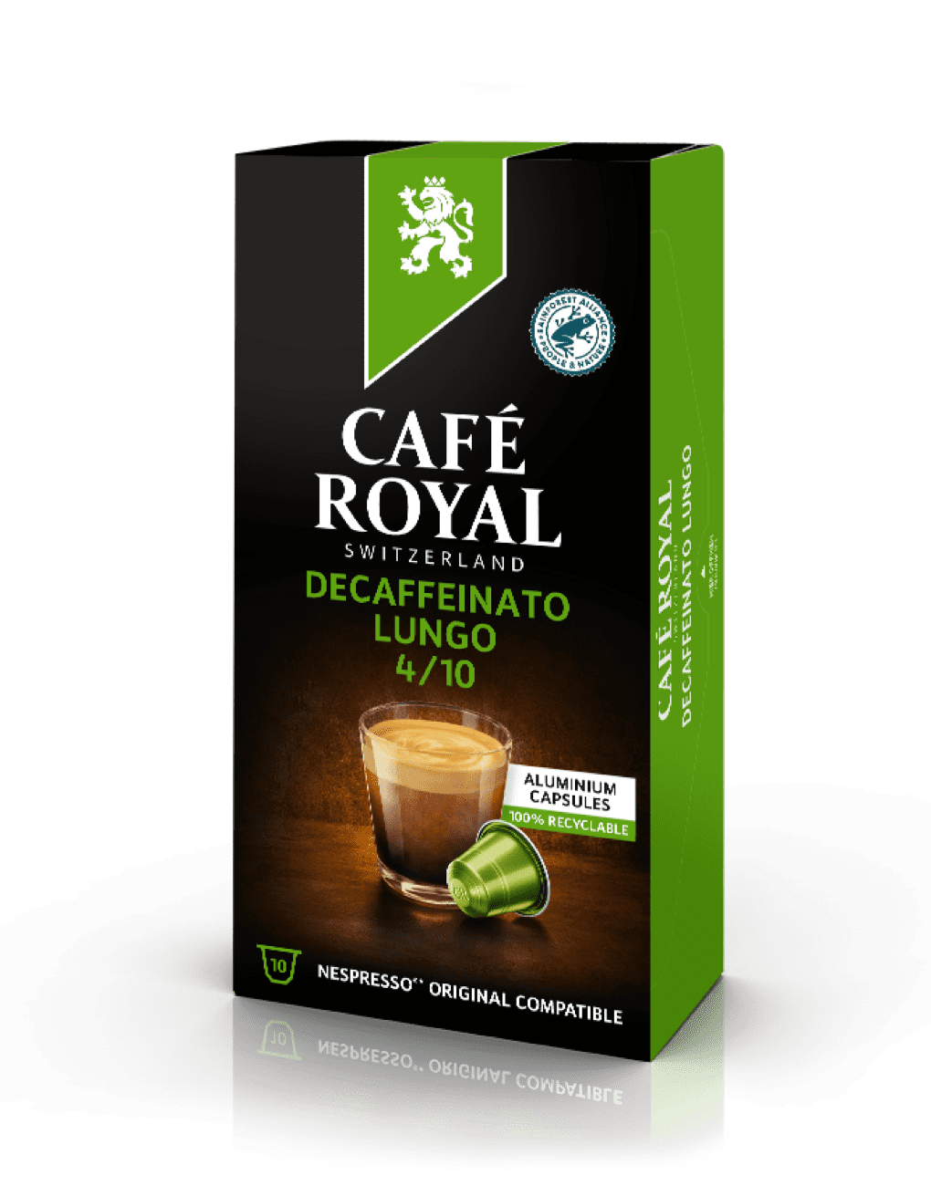 Café Lungo décaféiné 10 capsules de café compatibles Nespresso de Café Royal