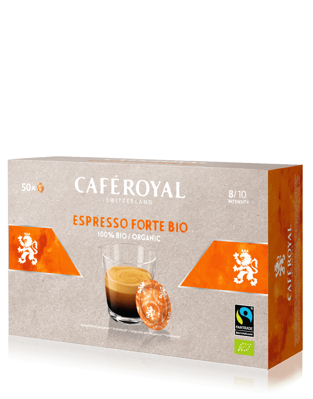 Café Bio Espresso Forte 50 dosettes de café compatibles Nespresso Professionnel de Café Royal