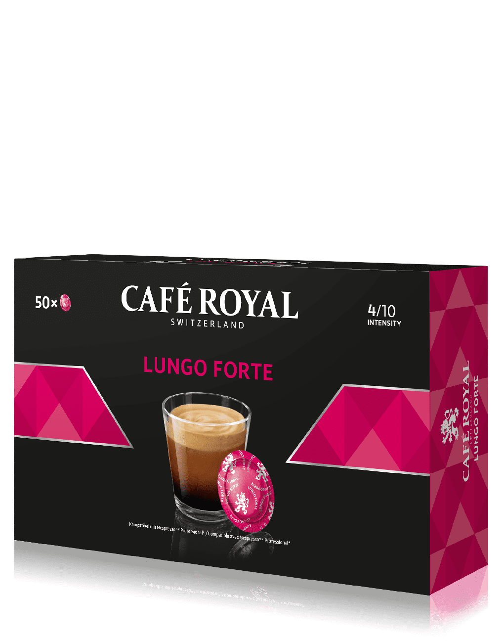 Kaffee Lungo Forte 50 Kaffeepads Nespresso Professional kompatibel von Café Royal