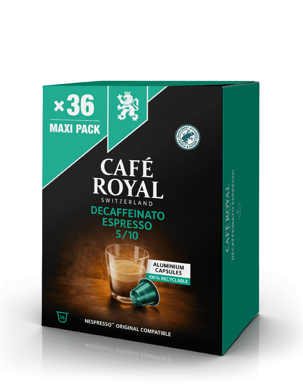 Espresso entkoffeiniert 36 Kaffeekapseln Nespresso kompatibel von Café Royal