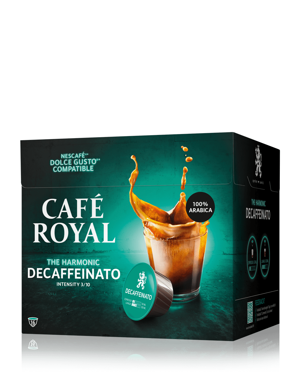Café décaféiné Dolce Gusto 16 capsules de café compatibles Nescafe Dolce Gusto de Café Royal