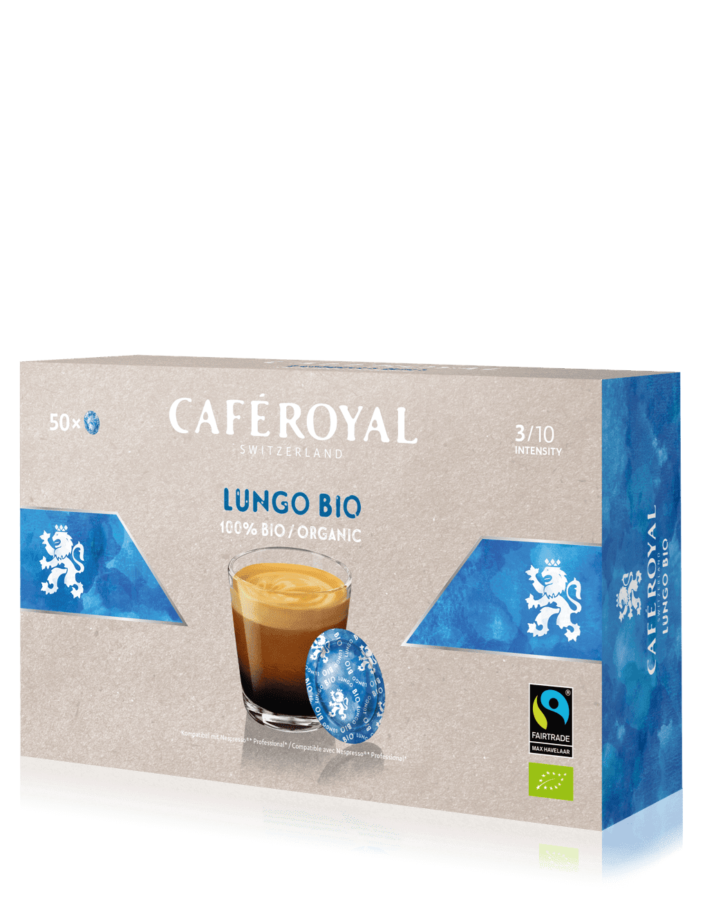 Café Bio Lungo 50 dosettes de café compatibles Nespresso Professionnel de Café Royal