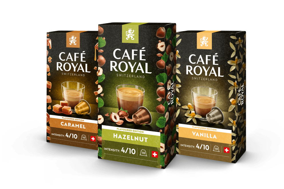 ▷ Capsules de café Flavoured en aluminium - Arômes uniques - Compatibles à  100% avec Nespresso®* - Café Royal